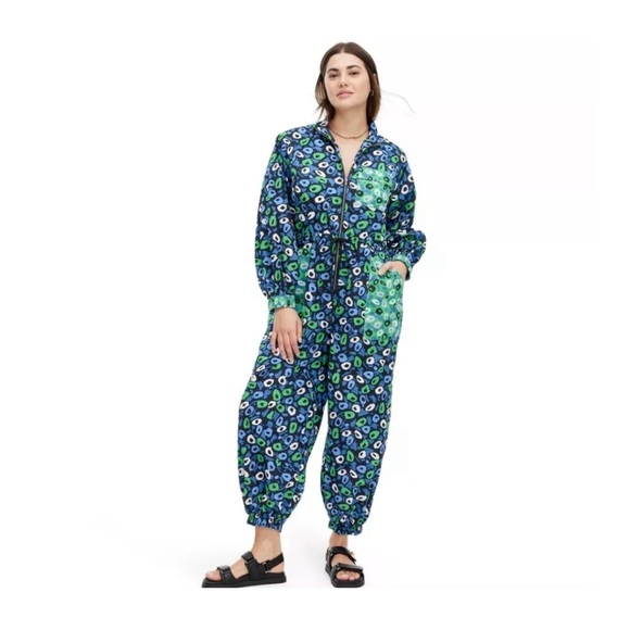 NWOT Diane Von Furstenberg for Target Nylon Jazz Dot Green Jumpsuit Size XXS - Picture 1 of 4